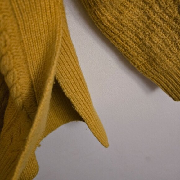 Madewell Open Sided Bobble Pullover CableKnit Wool Sweater Mustard Size XS - Picture 9 of 12